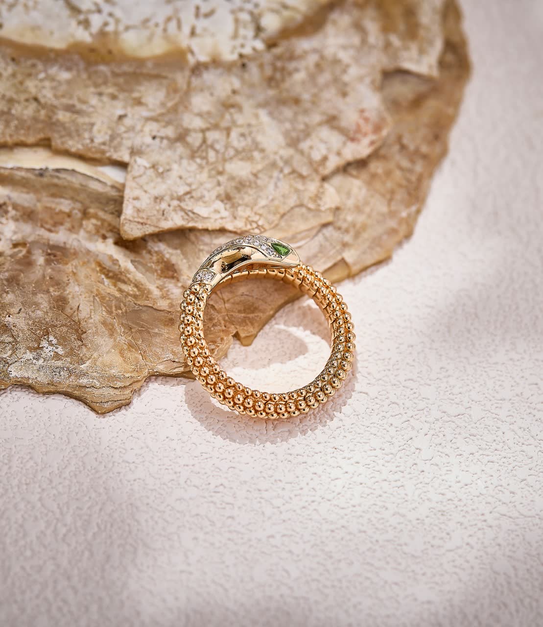 Bvlgari Gold Ring with Emerald and Diamond Accents