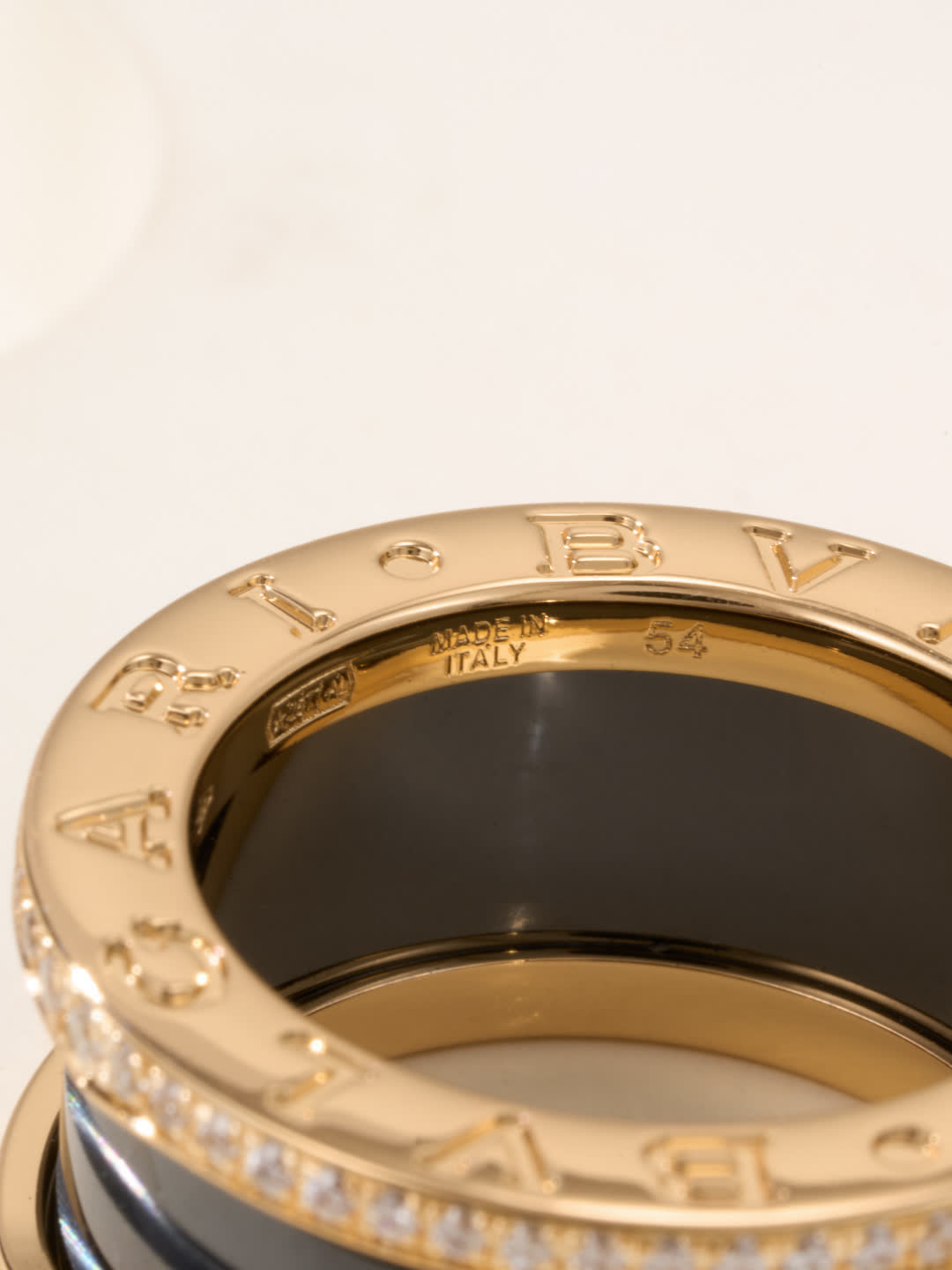 Fope Ring - Black and White Ceramic with Diamond Accents