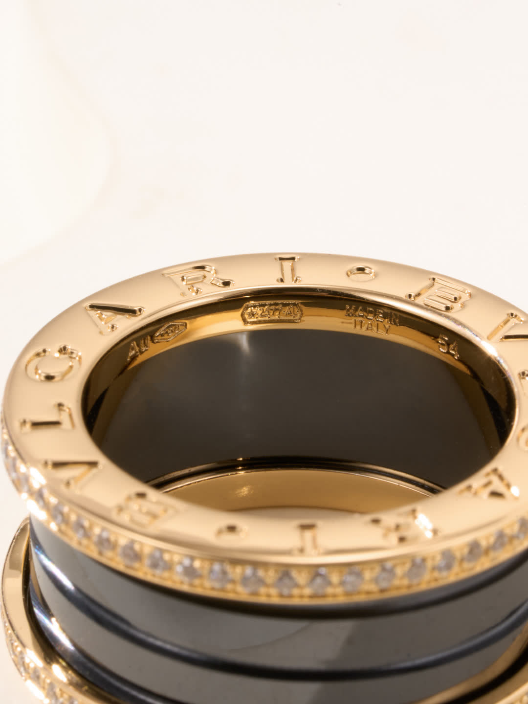 Fope Ring - Black and White Ceramic with Diamond Accents