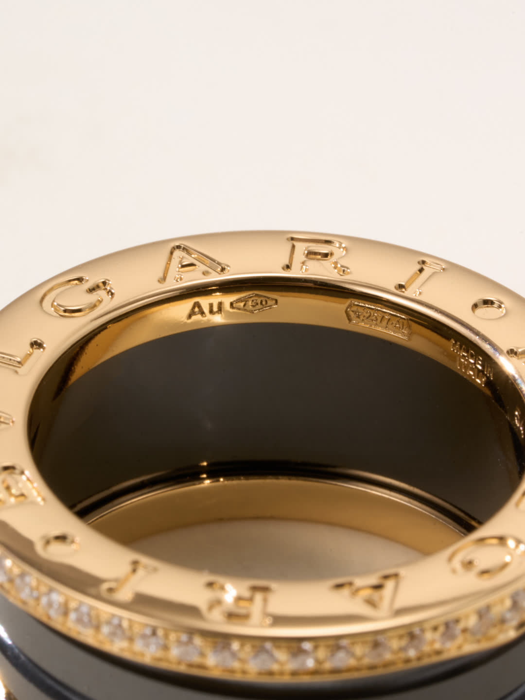 Fope Ring - Black and White Ceramic with Diamond Accents