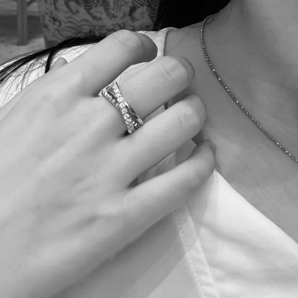 Cartier Elegant Silver Ring with Diamonds
