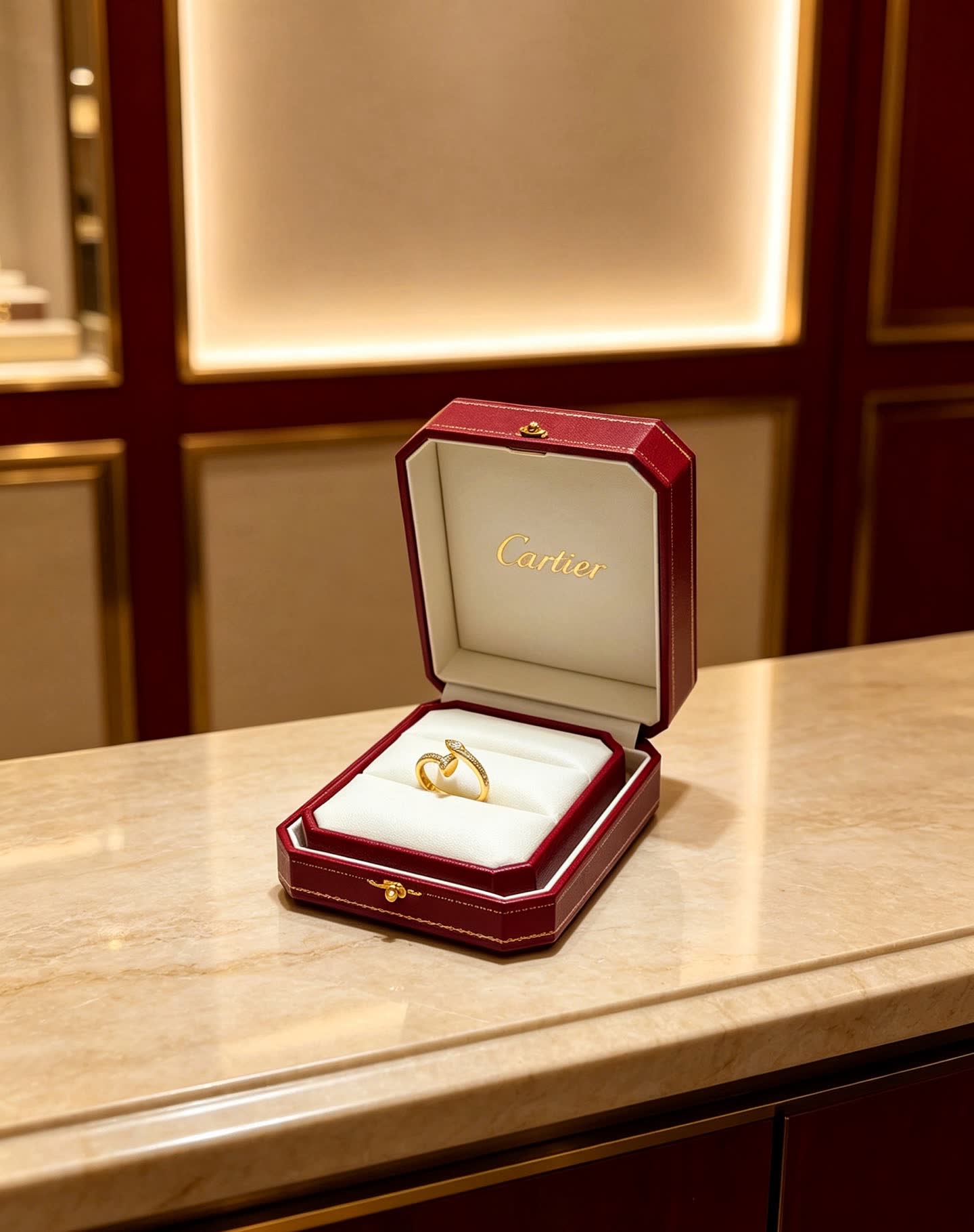 Cartier Gold Ring with Diamonds