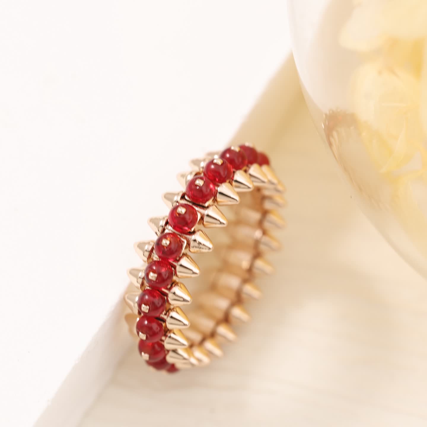 Cartier Gold Spike Ring with Red Stones Cartier Gold Spike Ring with Red Stones