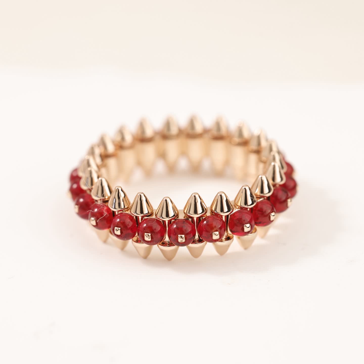 Cartier Gold Spike Ring with Red Stones