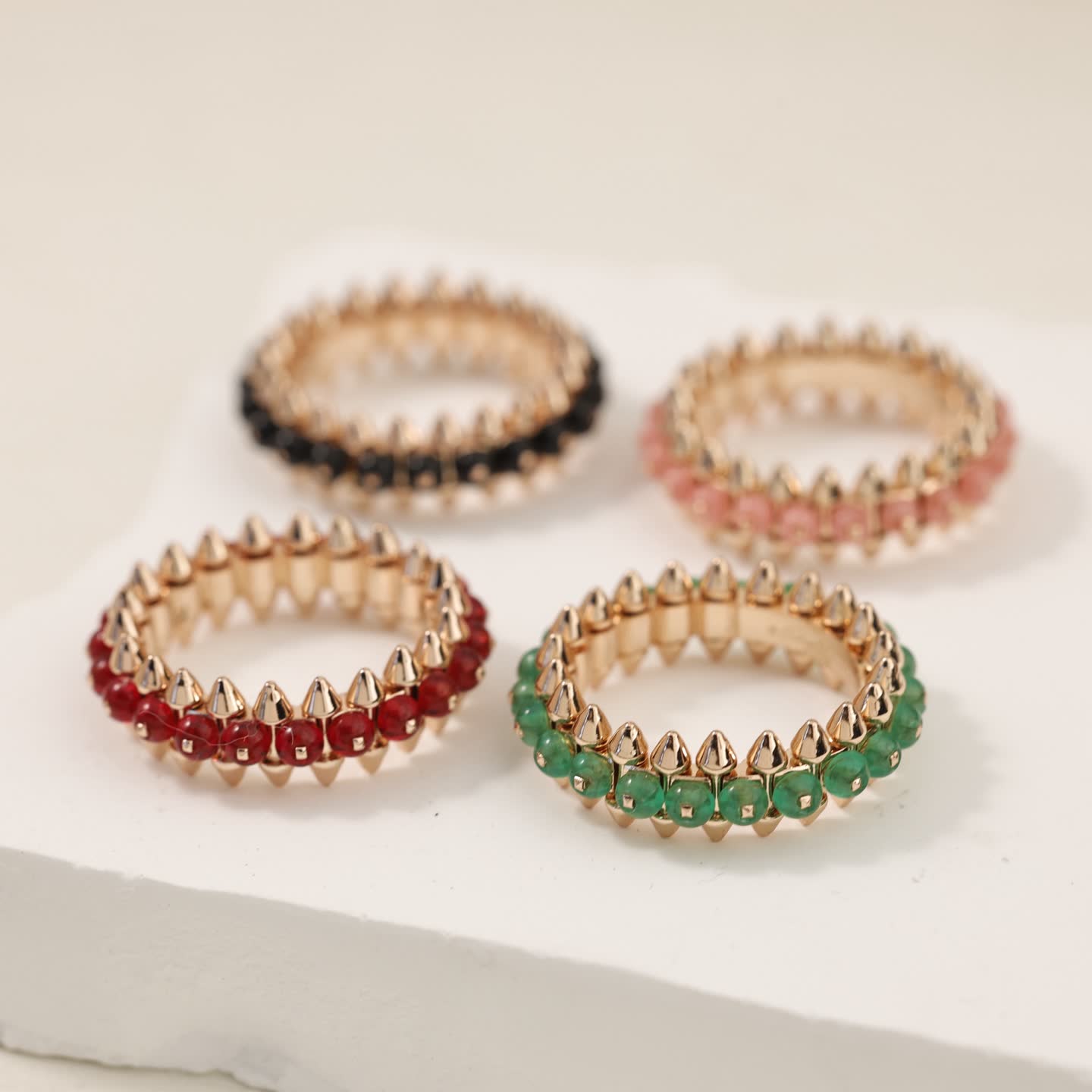 Cartier Gold Spike Ring with Red Stones