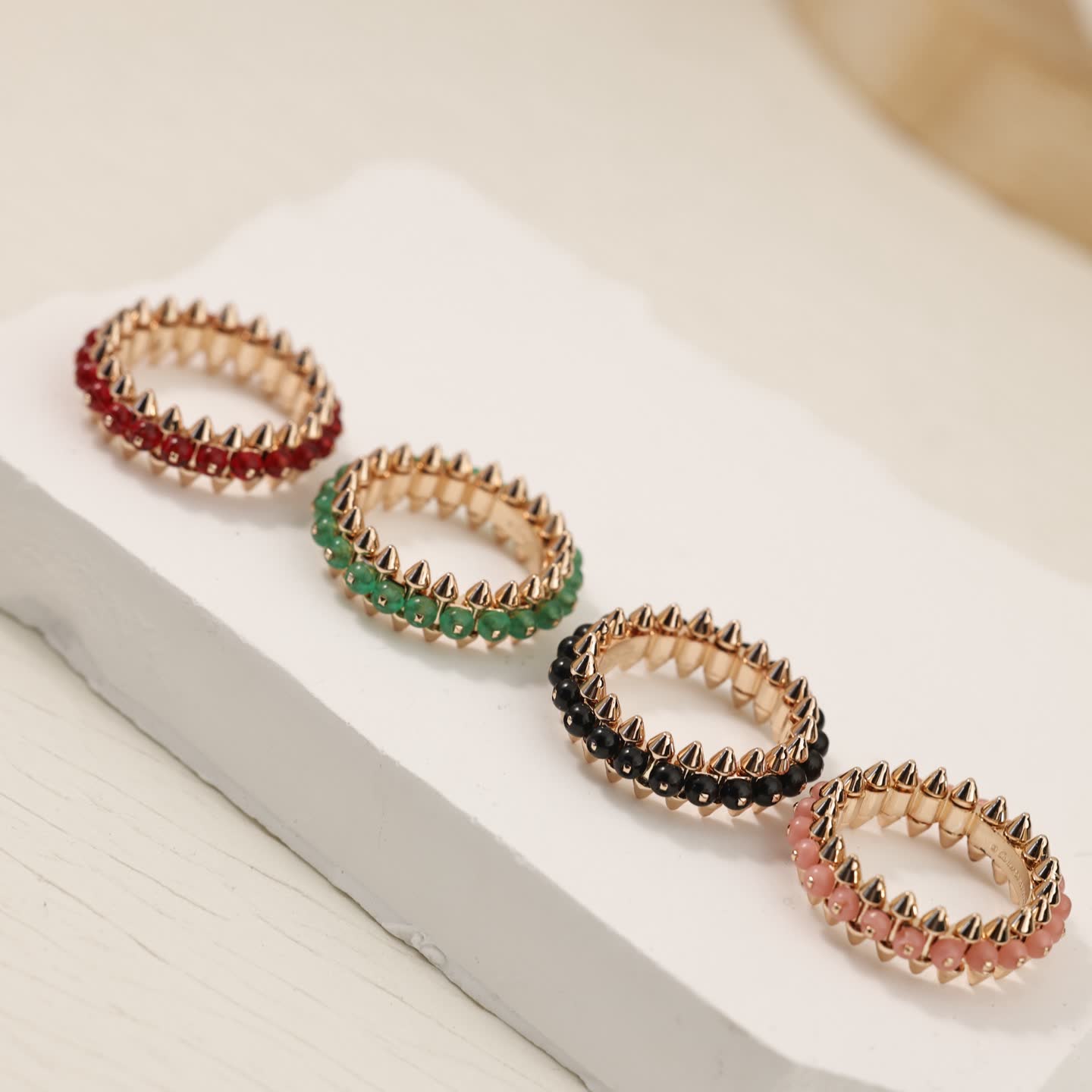 Cartier Gold Spike Ring with Red Stones