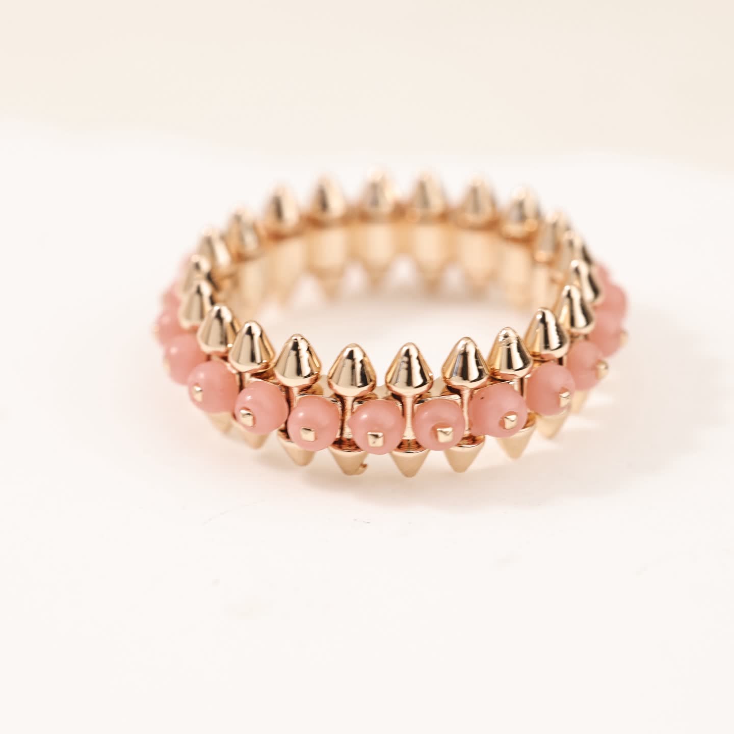 Cartier Gold Spike Ring with Pink Beads Cartier Gold Spike Ring with Pink Beads