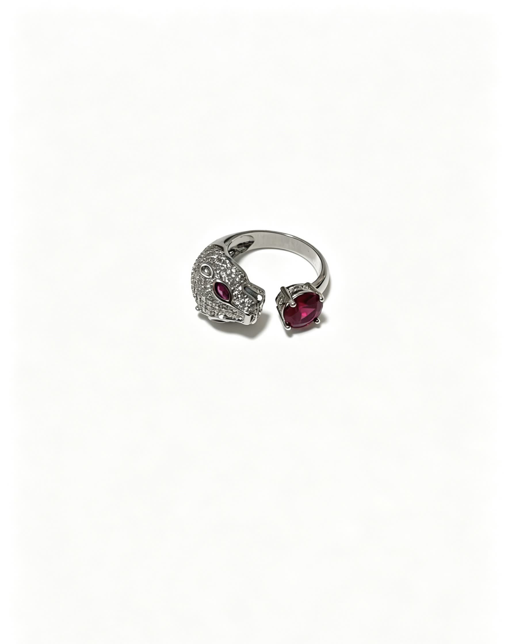 Cartier Silver Panther Ring with Ruby Eyes Cartier Silver Panther Ring with Ruby Eyes