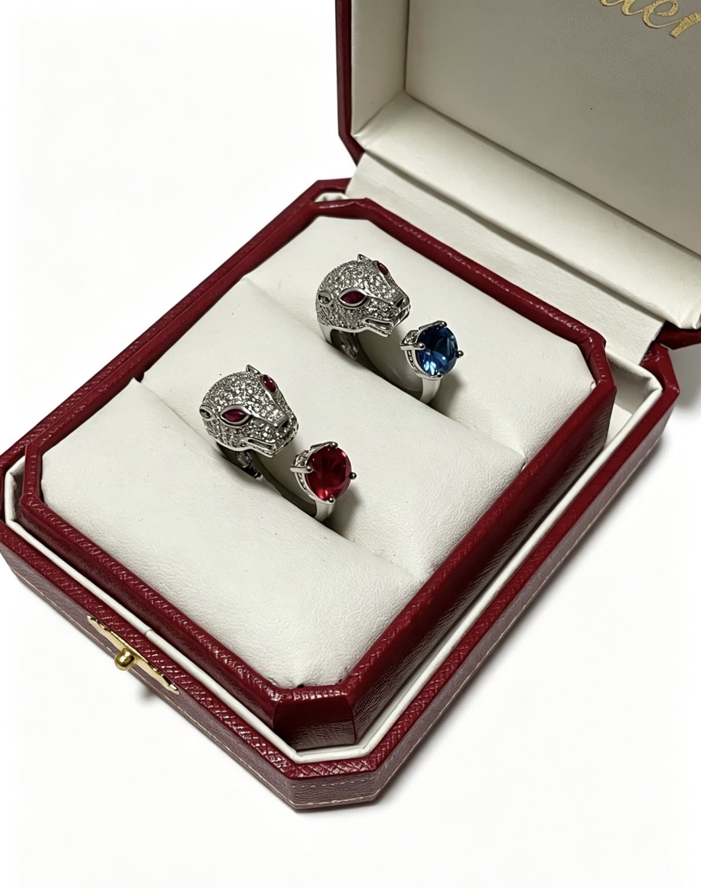 Cartier Silver Panther Ring with Ruby Eyes