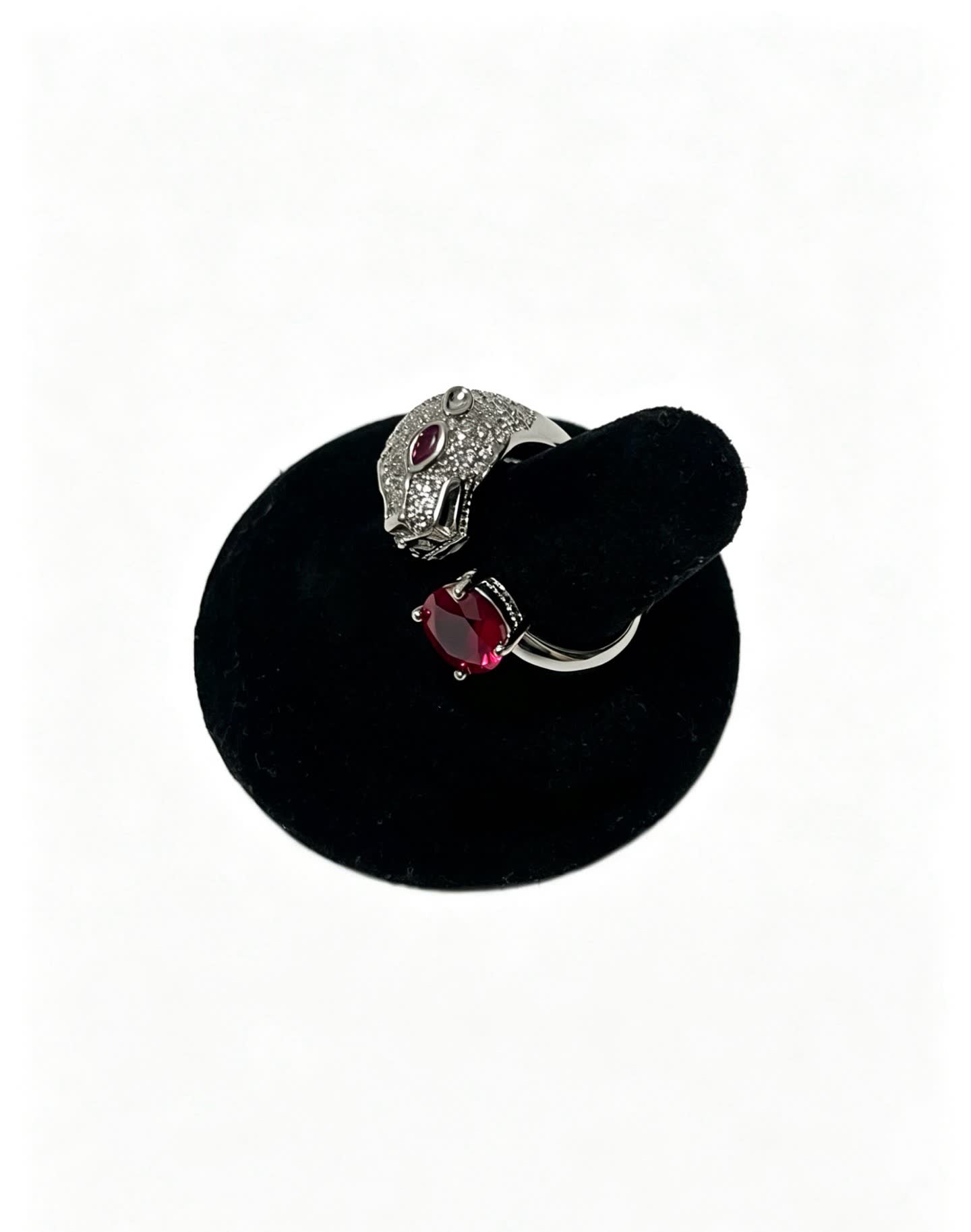 Cartier Silver Panther Ring with Ruby Eyes