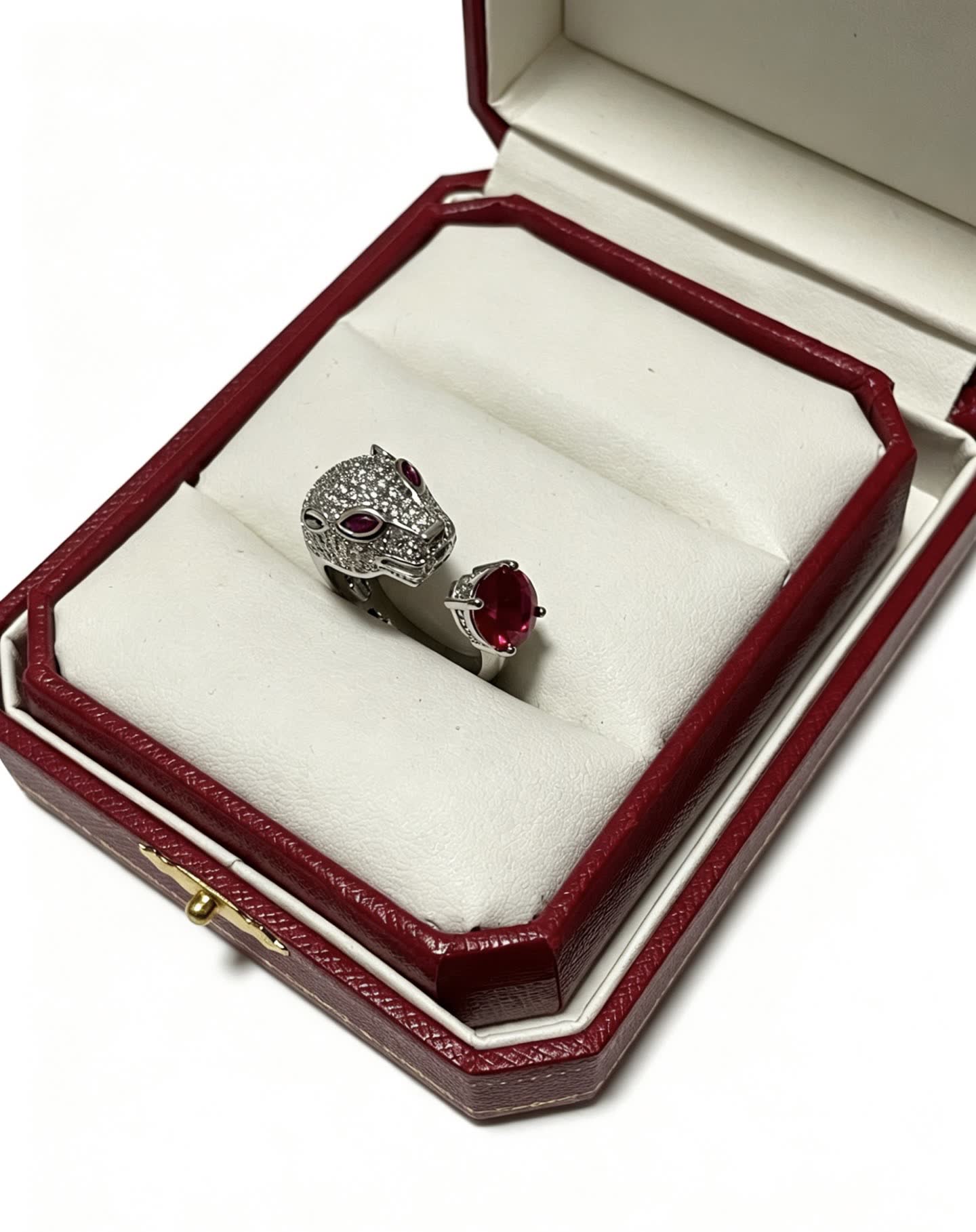 Cartier Silver Panther Ring with Ruby Eyes