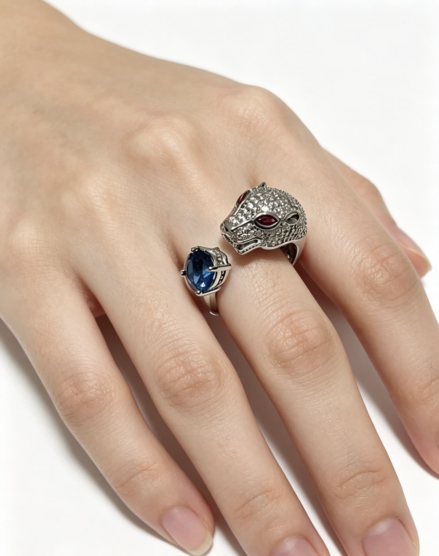 Cartier Luxury Animal Head Ring with Gemstones