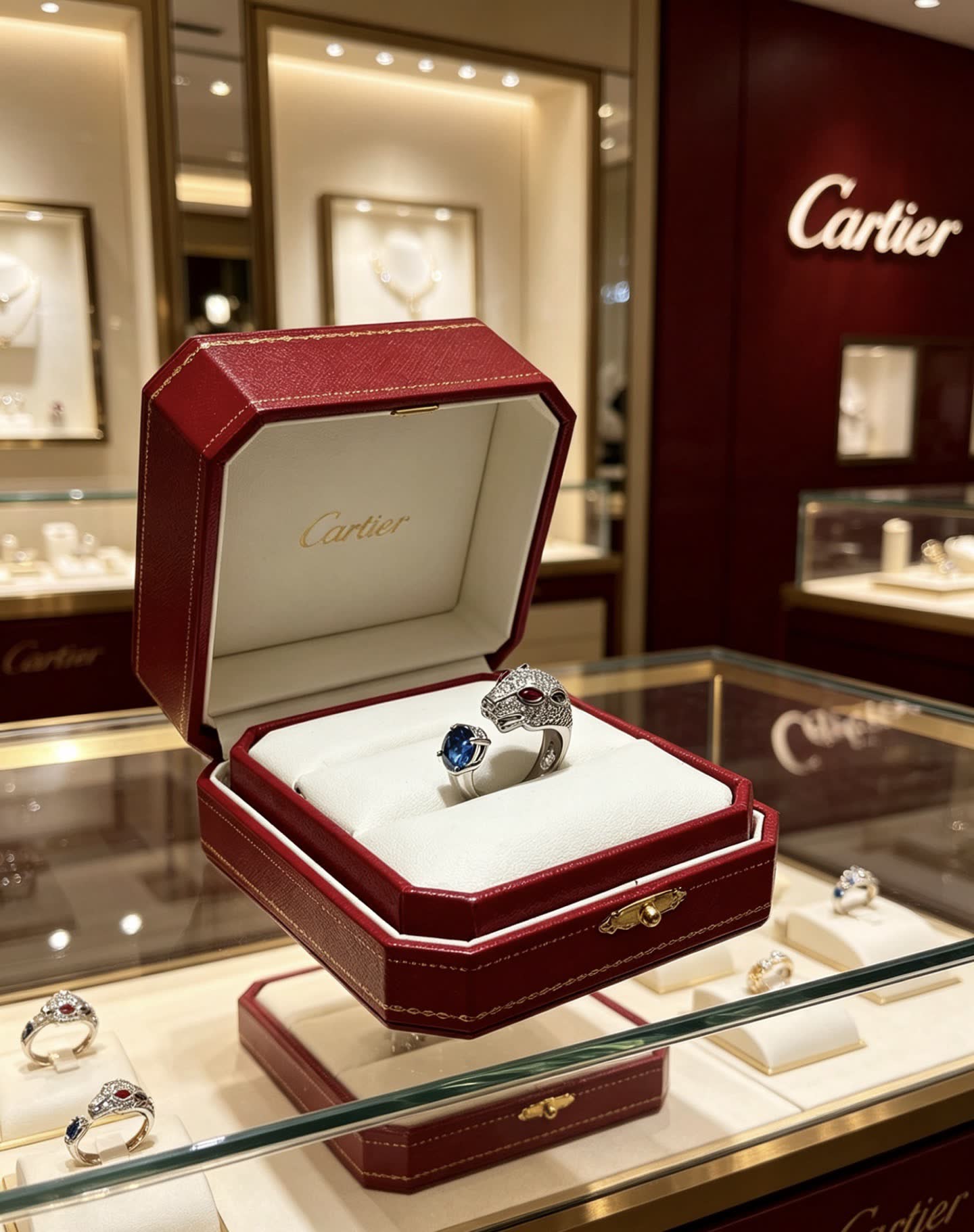 Cartier Luxury Animal Head Ring with Gemstones