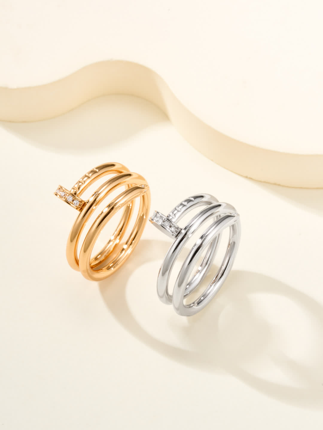 Elegant Gold and Silver Ring Set
