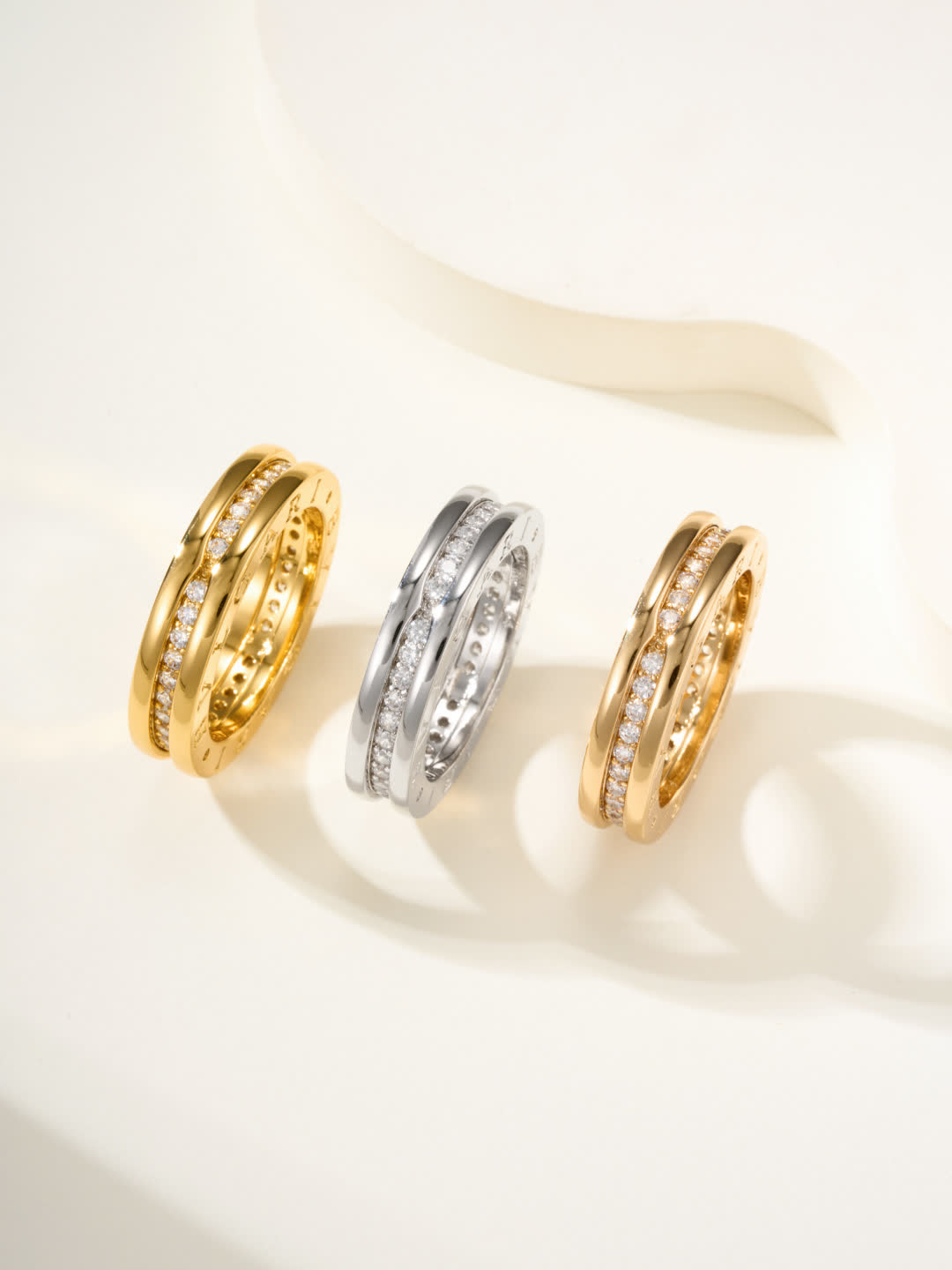 Cartier Elegant Gold and Silver Diamond Ring Set
