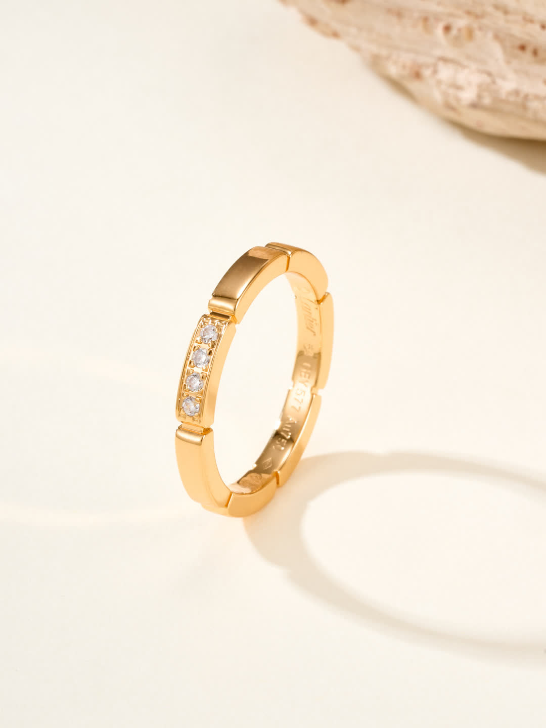 Cartier Elegant Silver and Gold Ring Set with Diamonds