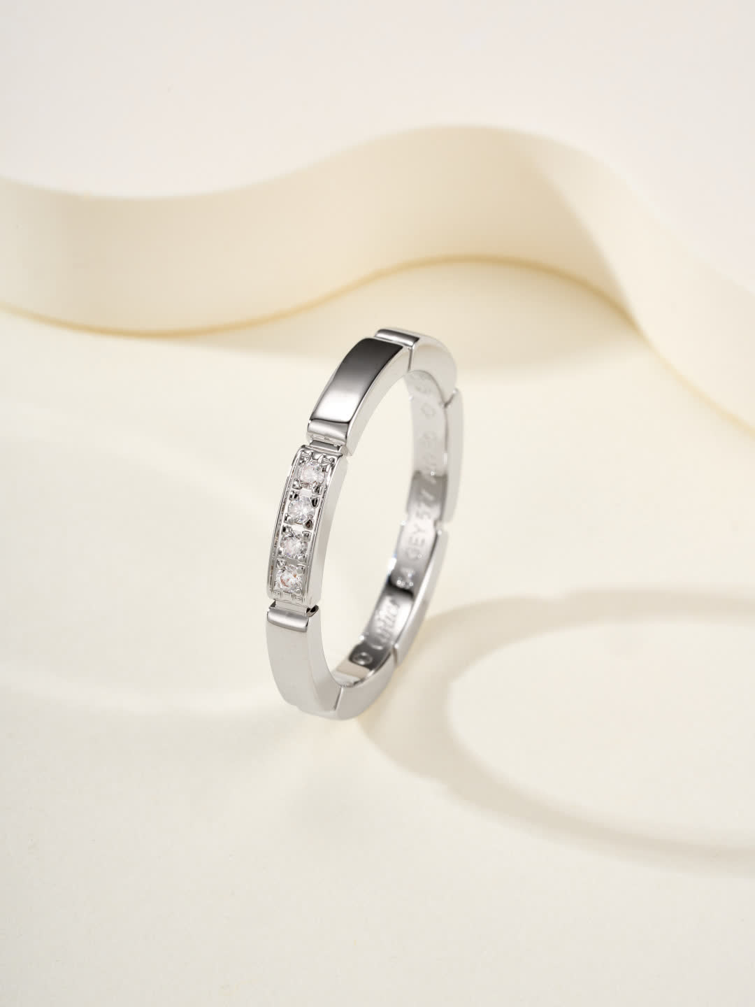 Cartier Elegant Silver and Gold Ring Set with Diamonds