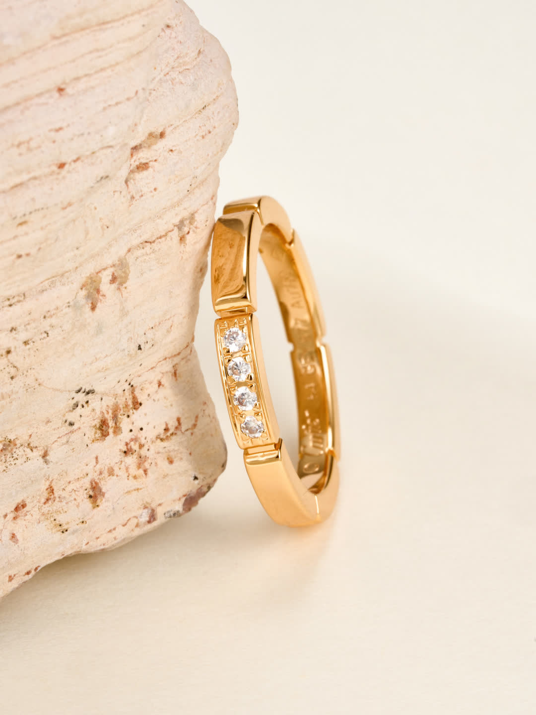 Cartier Elegant Silver and Gold Ring Set with Diamonds