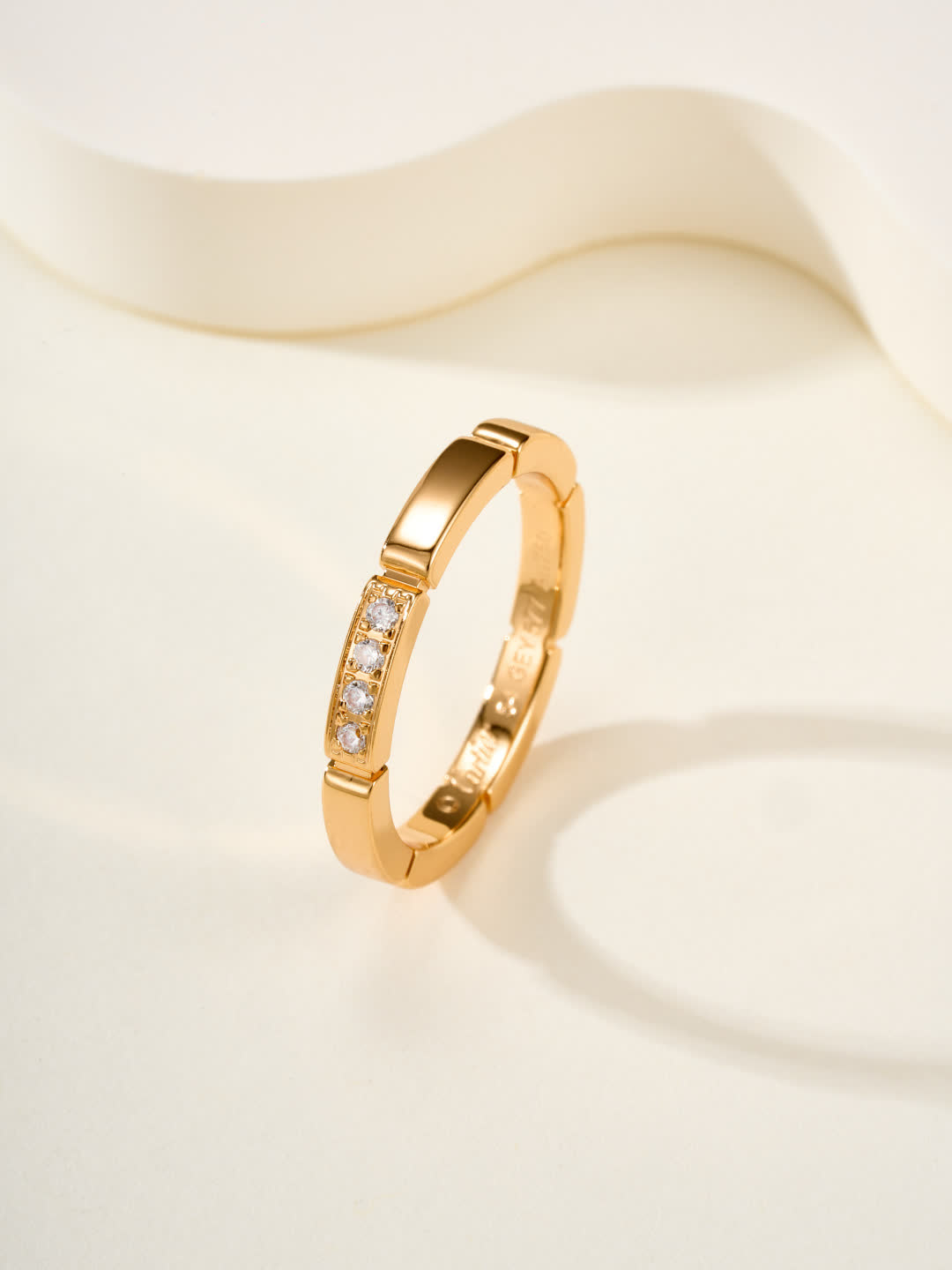 Cartier Elegant Silver and Gold Ring Set with Diamonds