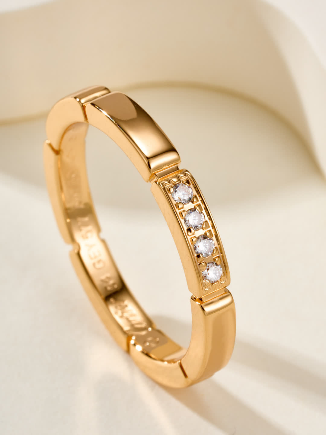 Cartier Elegant Silver and Gold Ring Set with Diamonds