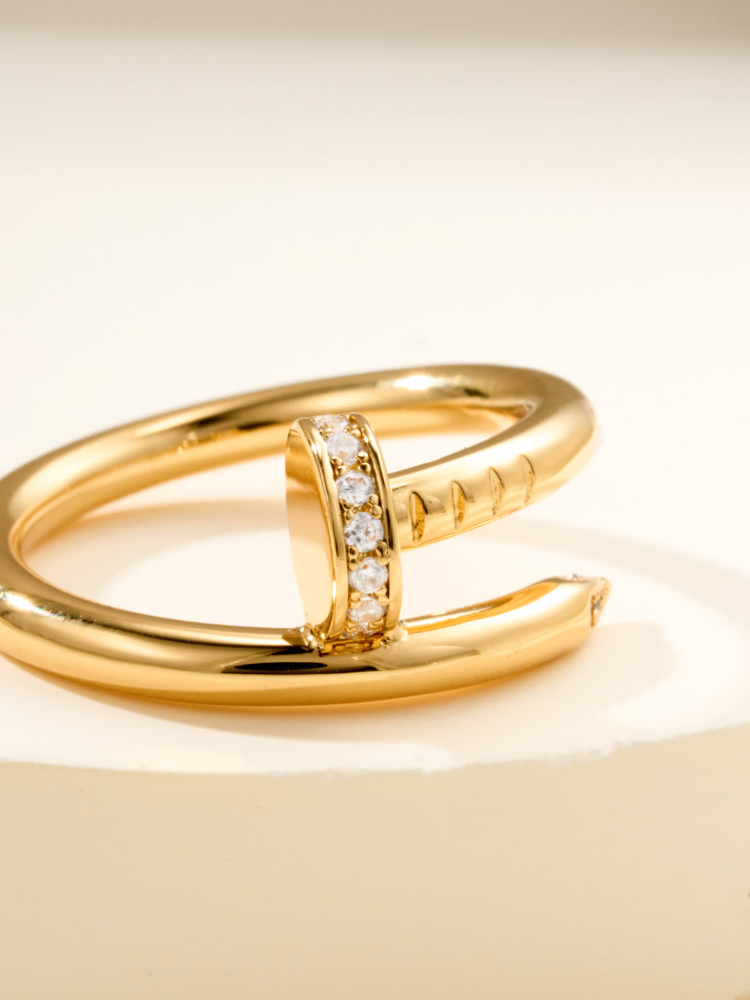 Elegant Open Ring with Diamond Accents