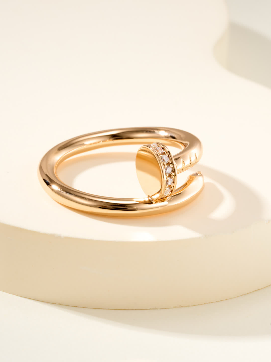 Elegant Open Ring with Diamond Accents