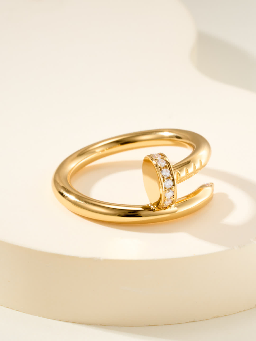Elegant Open Ring with Diamond Accents