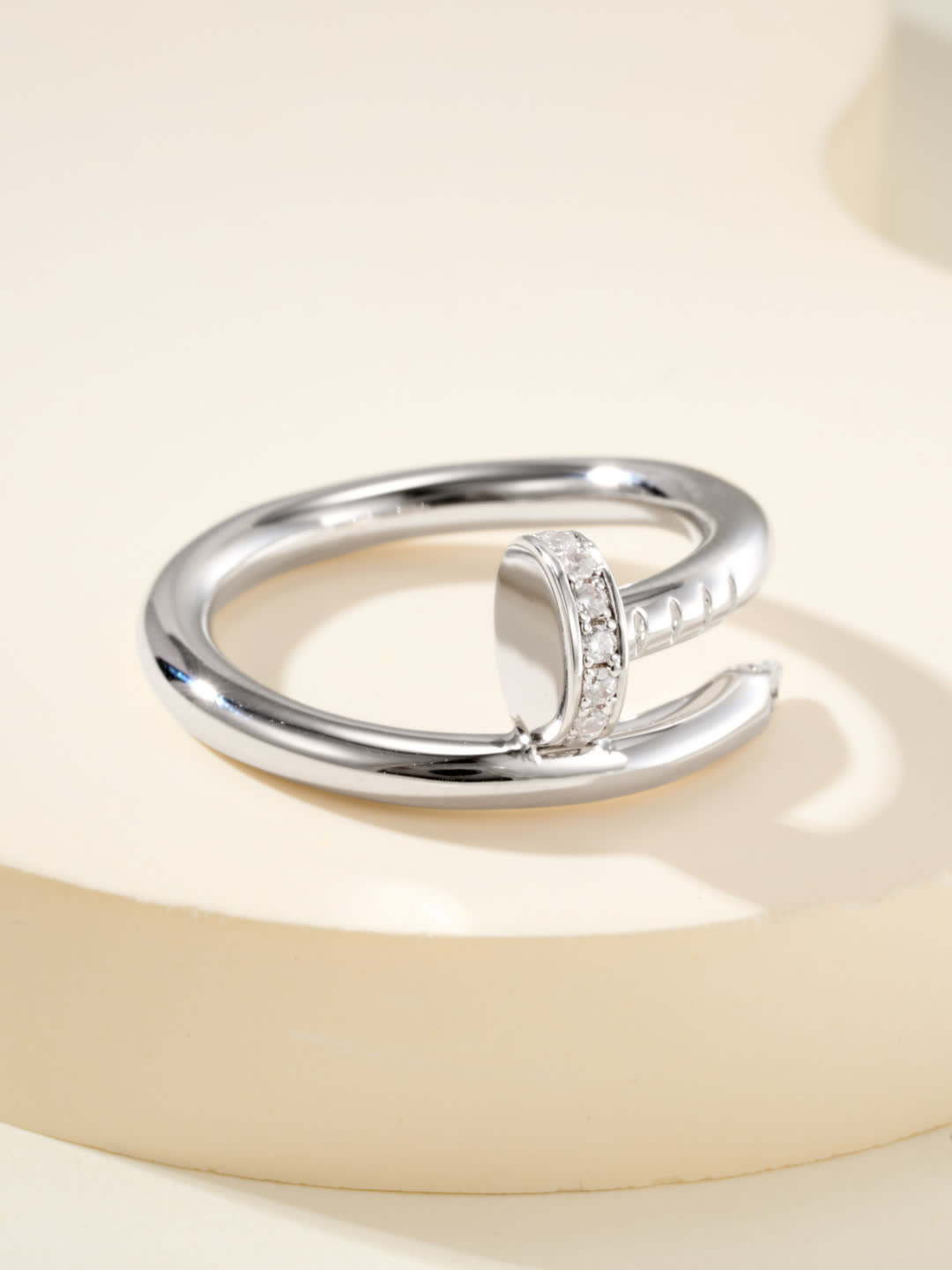 Elegant Open Ring with Diamond Accents