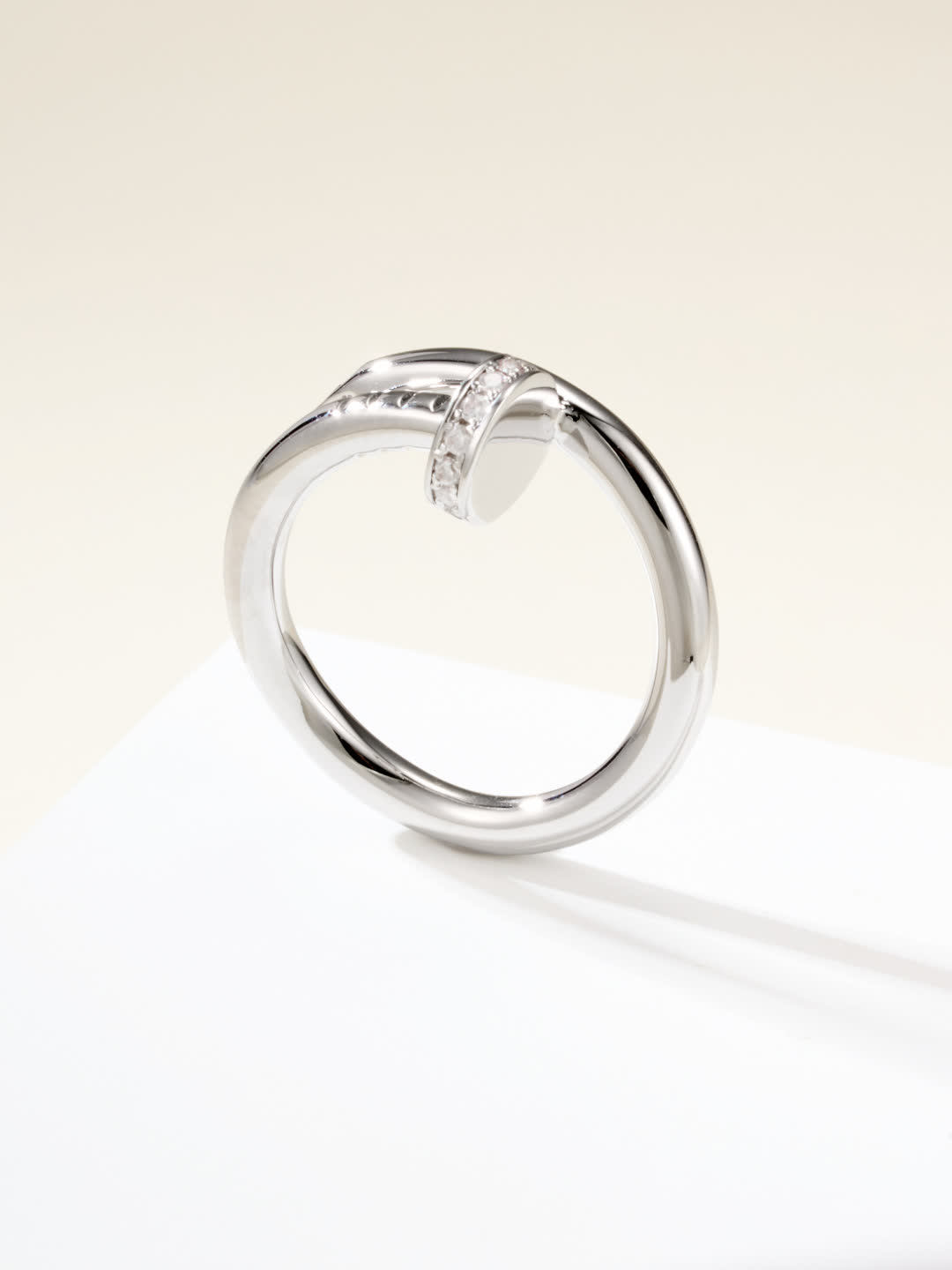 Elegant Open Ring with Diamond Accents