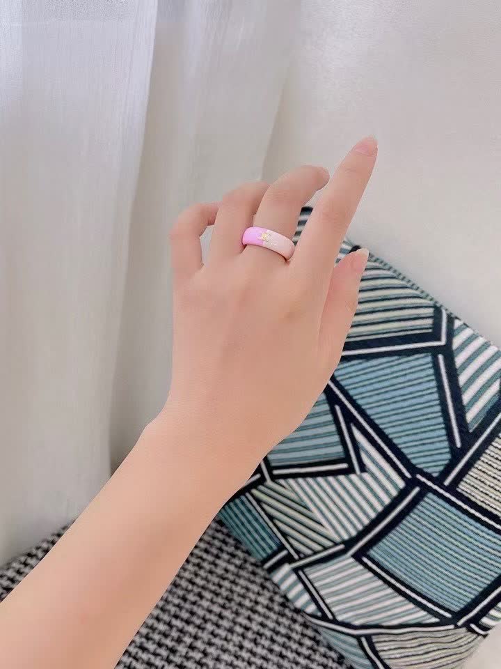 Celine Pink Enamel Ring