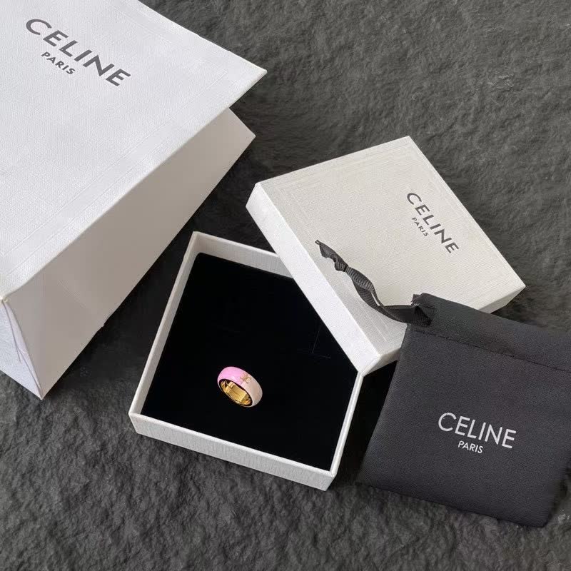 Celine Pink Enamel Ring