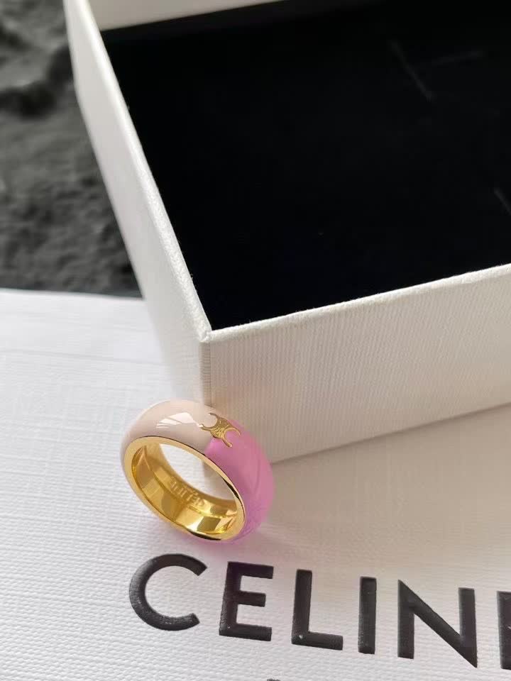 Celine Pink Enamel Ring