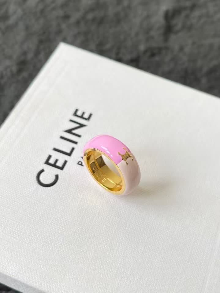 Celine Pink Enamel Ring