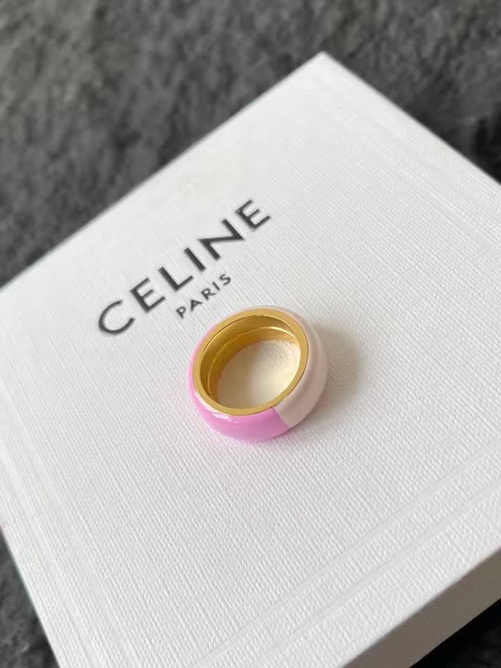 Celine Pink Enamel Ring