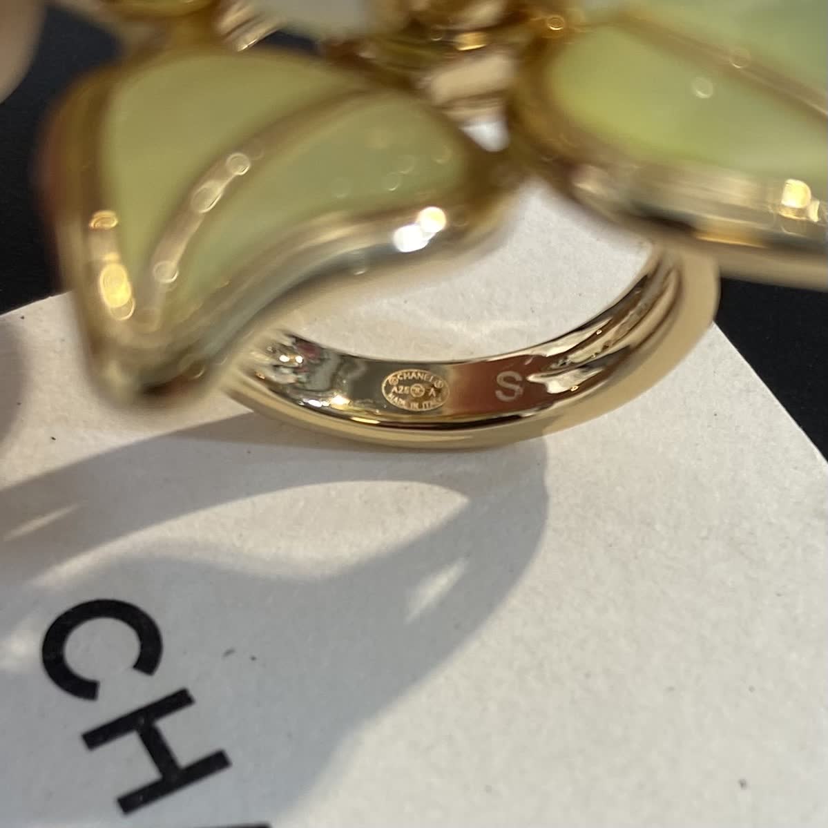 Chanel Gold and Enamel Camellia Ring
