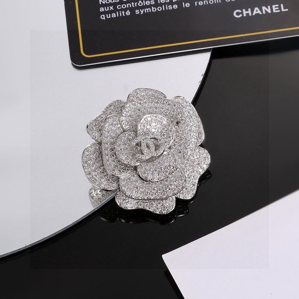 Chanel Silver Camellia Ring