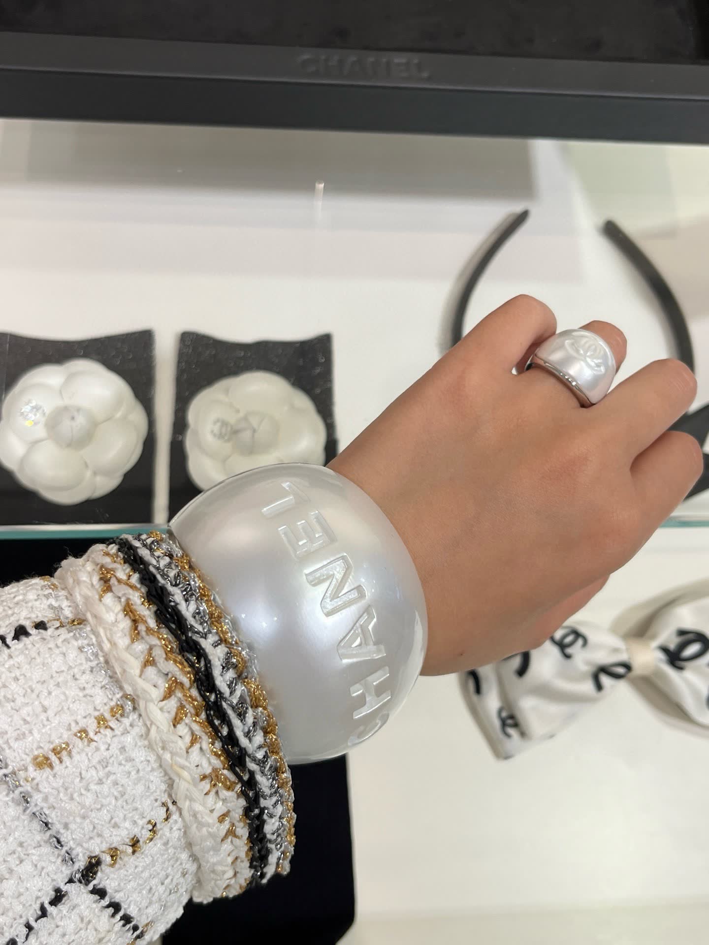 Chanel White Pearl Ring