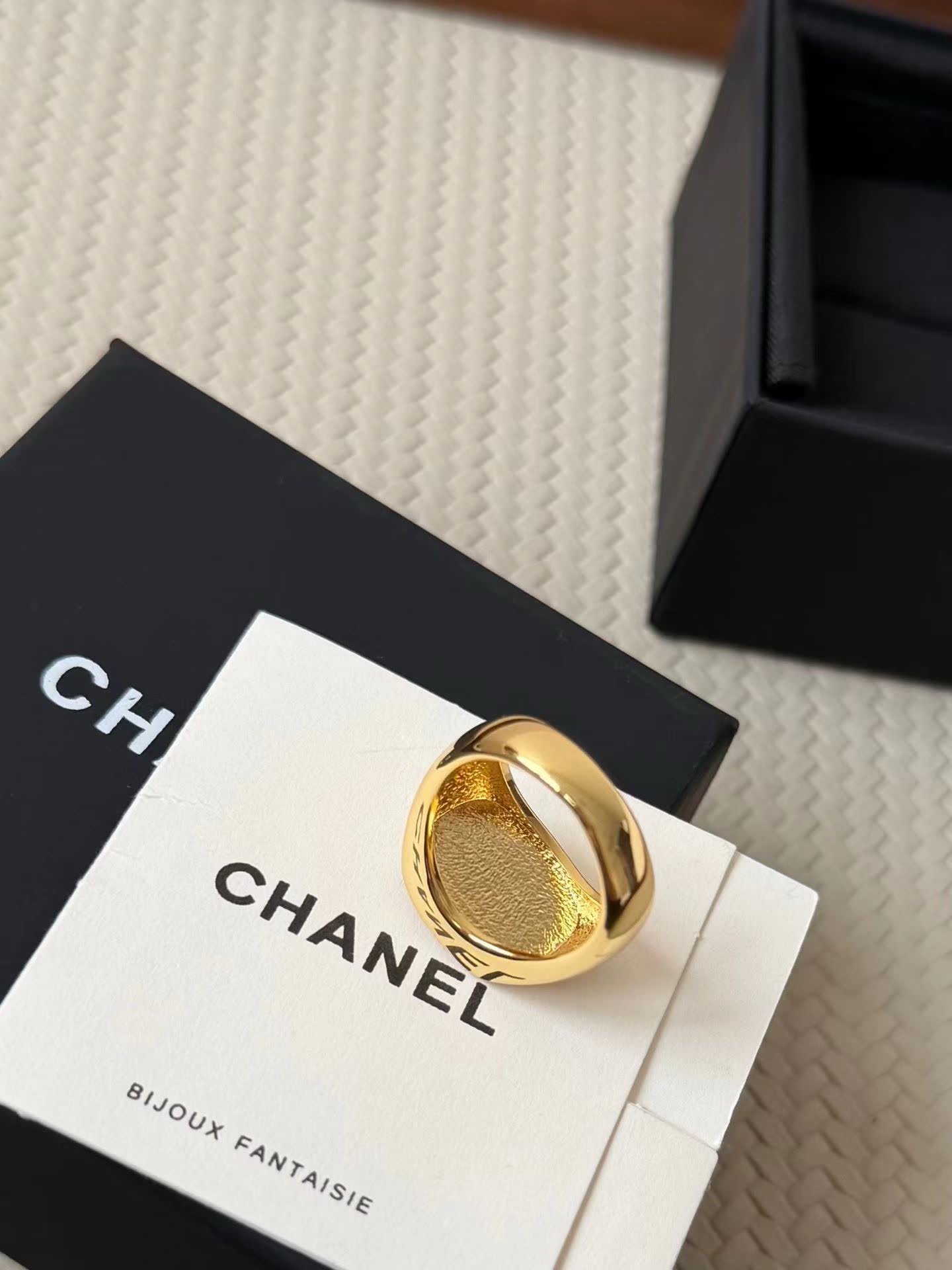 Chanel Red Ring with Gold Logo