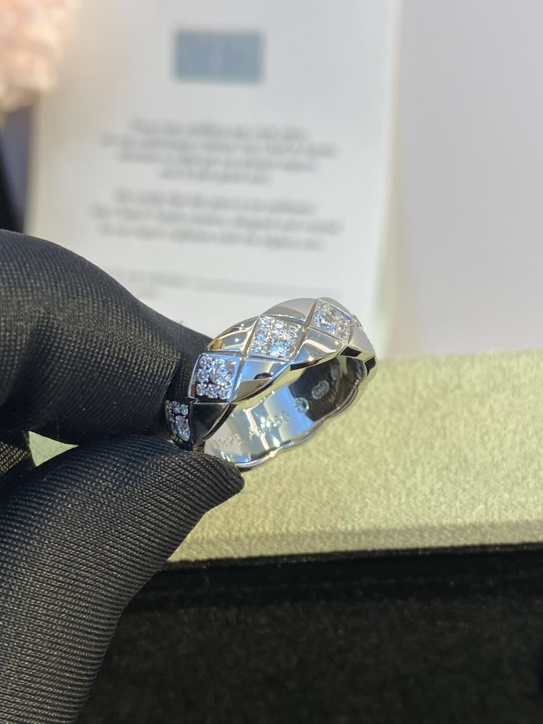 Chanel Silver Ring with Diamonds