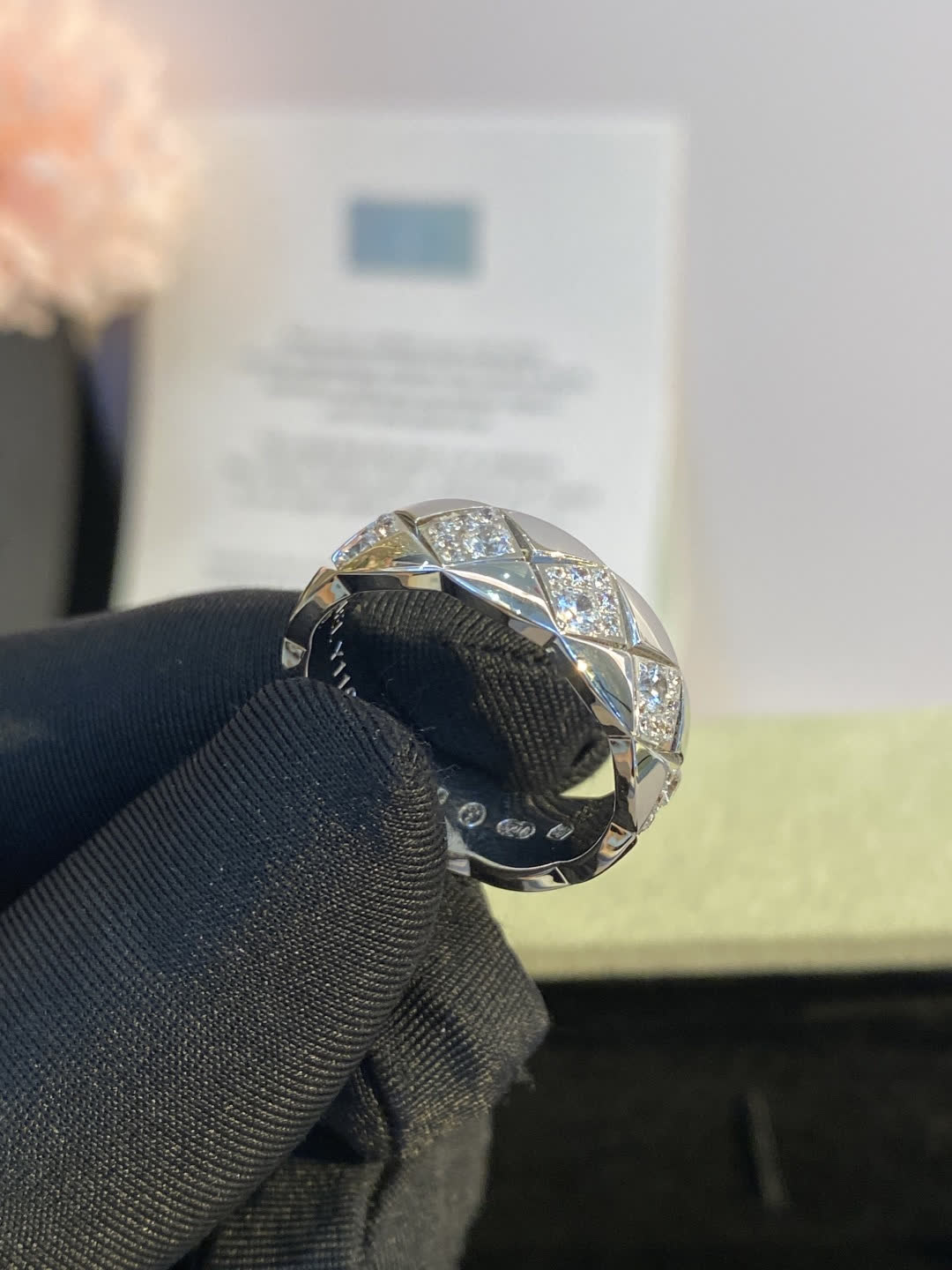 Chanel Silver Ring with Diamonds