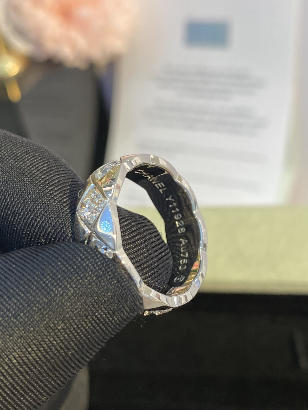 Chanel Silver Ring with Diamonds