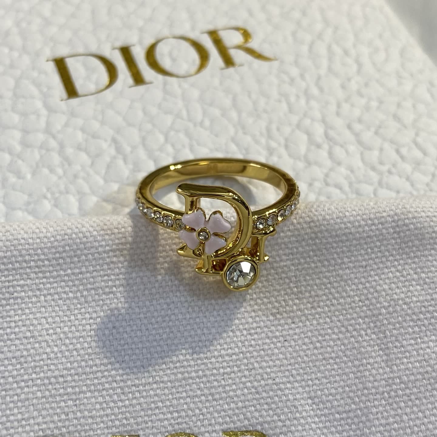 Dior Gold Tone Crystal Ring Set