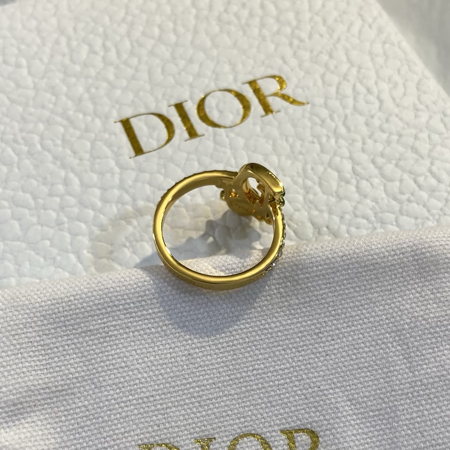 Dior Gold Tone Crystal Ring Set