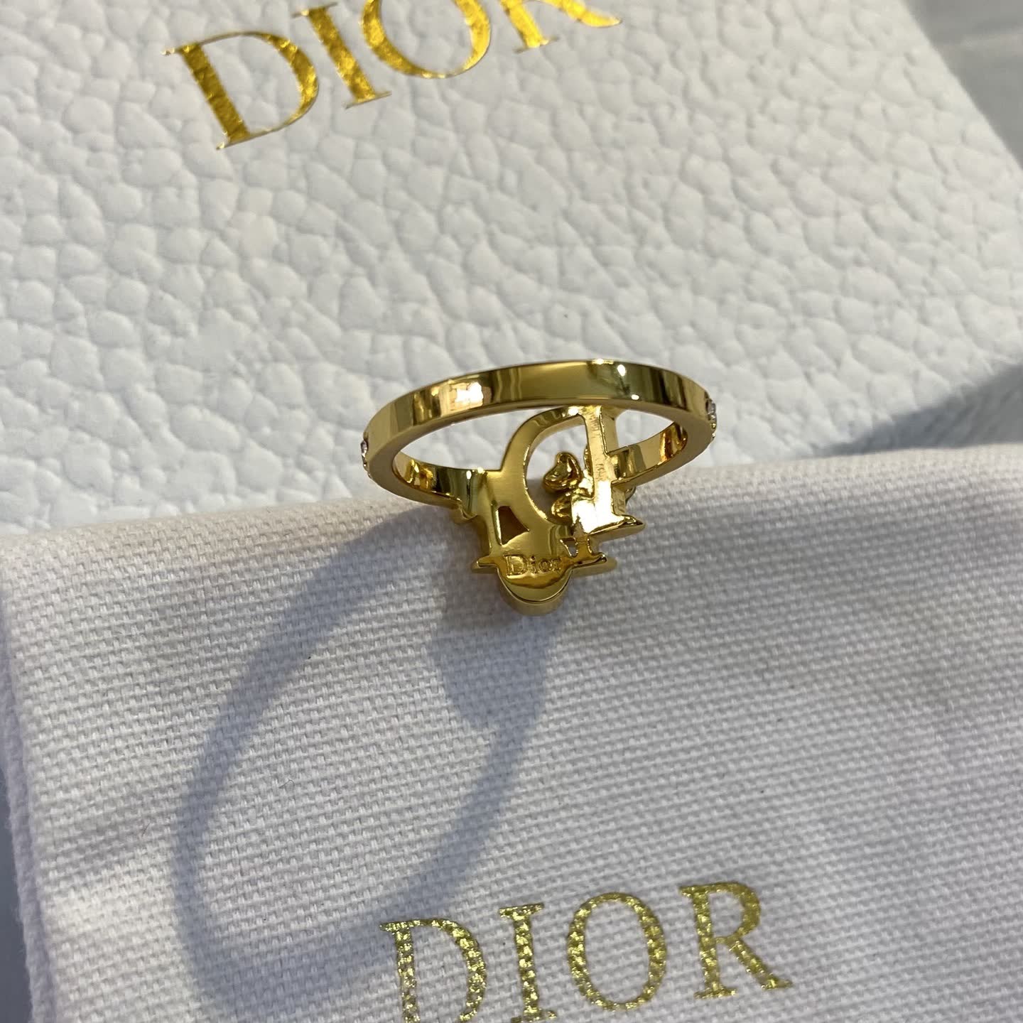 Dior Gold Tone Crystal Ring Set
