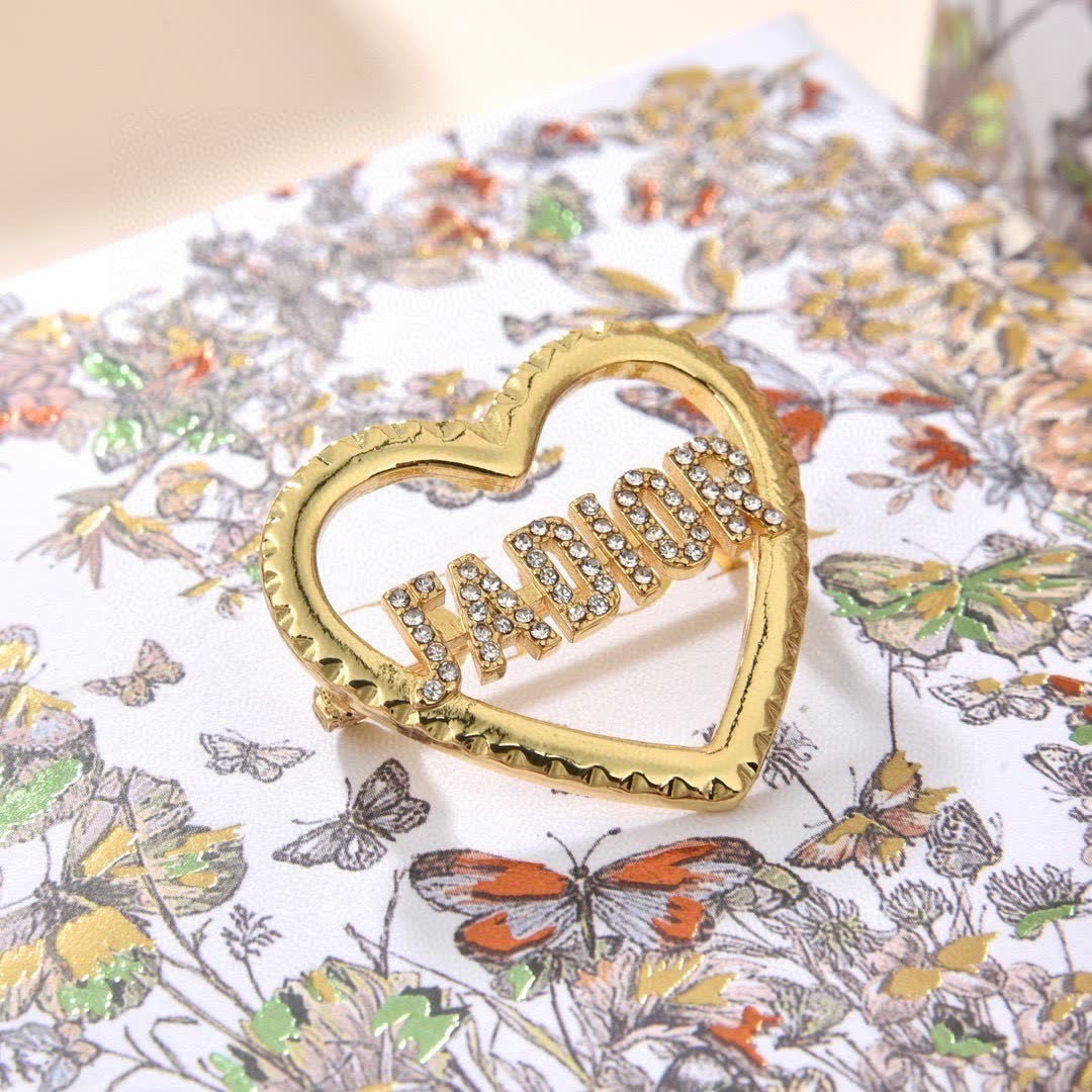 Dior H&M Gold Heart Ring with Rhinestones