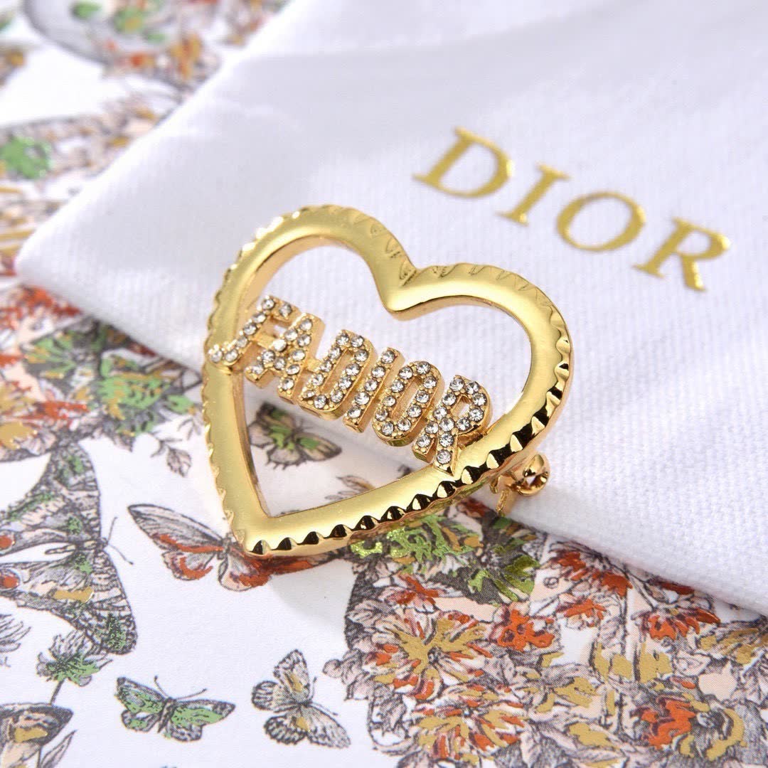 Dior H&M Gold Heart Ring with Rhinestones