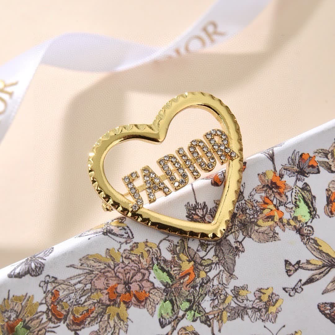 Dior H&M Gold Heart Ring with Rhinestones