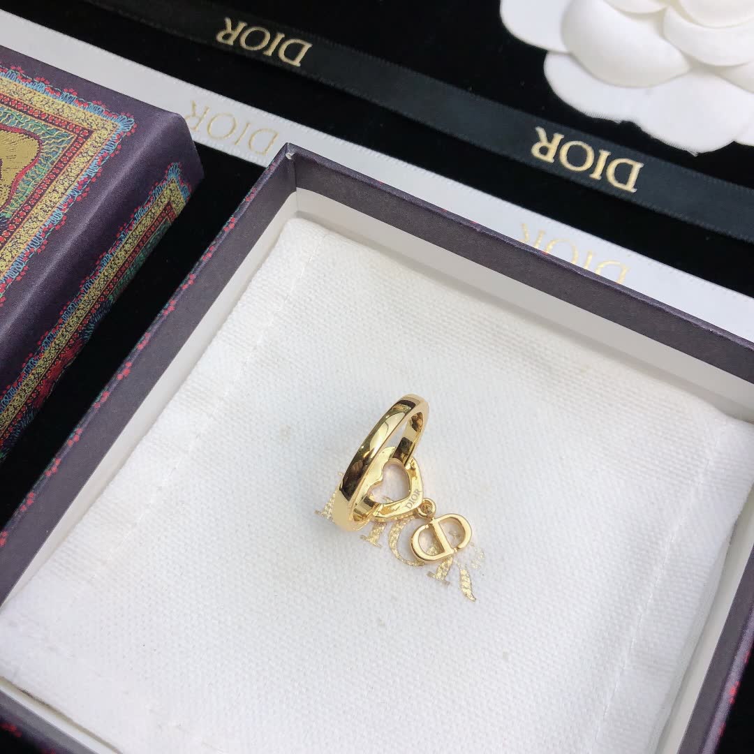 Dior Gold Heart Ring with Red Enamel