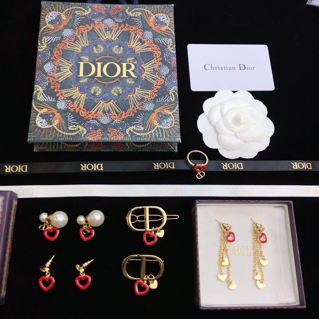 Dior Gold Heart Ring with Red Enamel
