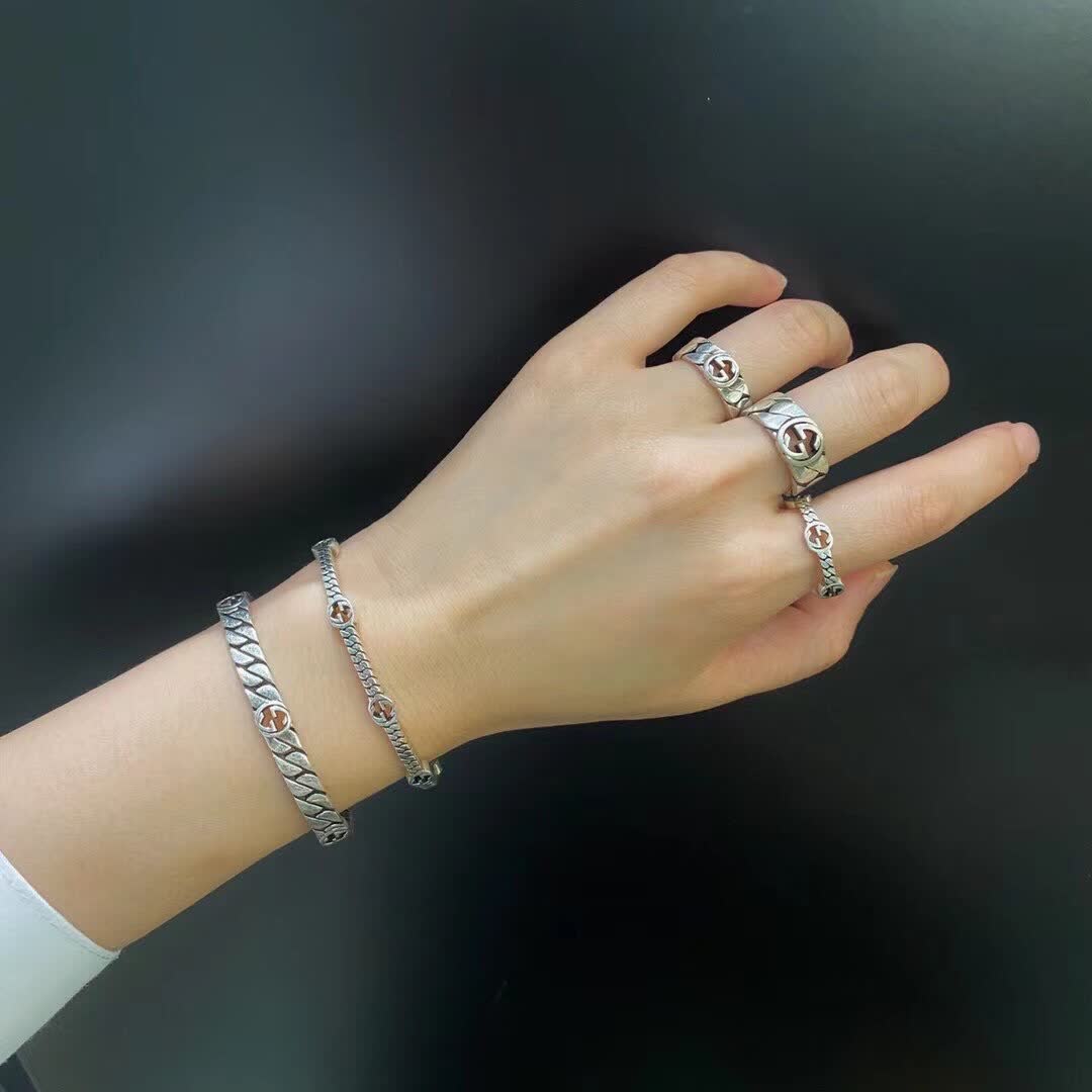 Gucci Silver Ring with Interlocking G Logo